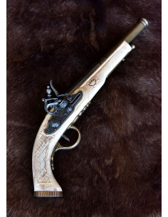 Pistola inglese a pietra focaia, Hadley, colore avorio,... 2