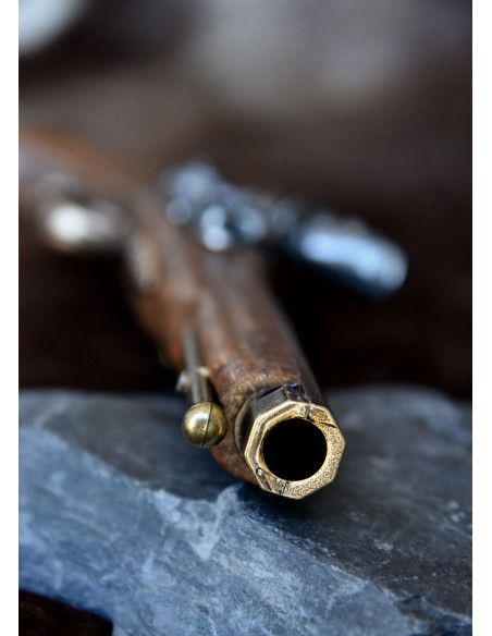 Pistola a pietra focaia ottonata...