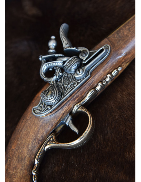 Pistola a pietra focaia ottonata...