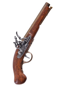 Pistola a pietra focaia ottonata francese, XVIII secolo