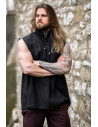 Camicia medievale nera senza maniche, modello Louis