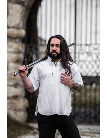 Camicia medievale a maniche corte con...