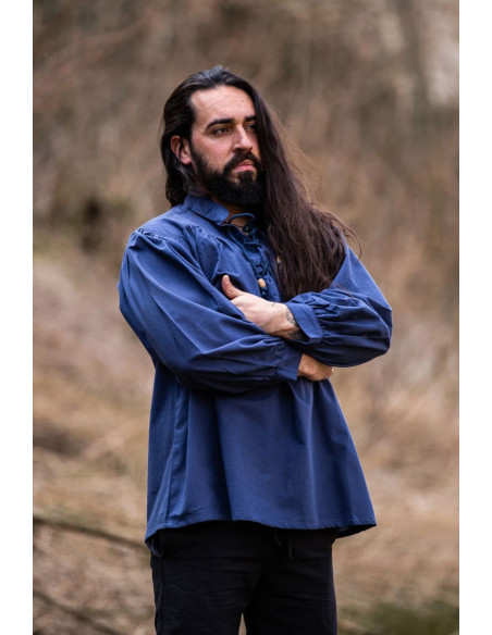 Camicia medievale blu Friedrich con...