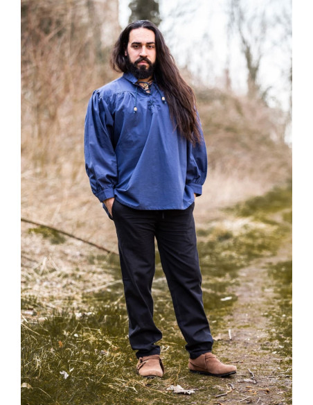 Camicia medievale blu Friedrich con...