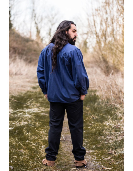 Camicia medievale blu Friedrich con...