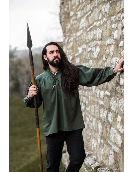 Camicia medievale verde Friedrich con...