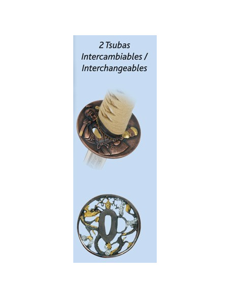 Acciaio al carbonio Katana + copertina + box + kit di pulizia + 2 tsuba