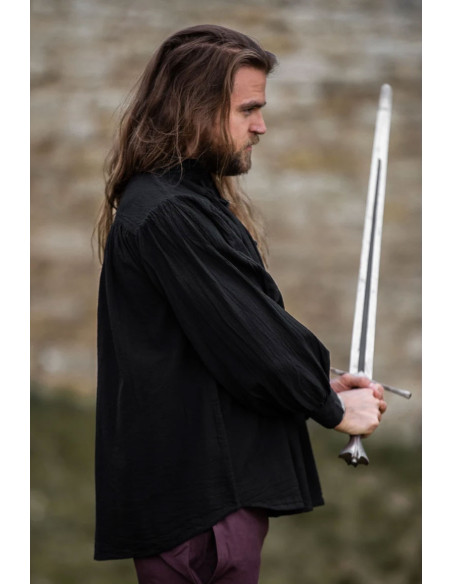 Camicia medievale nera con lacci