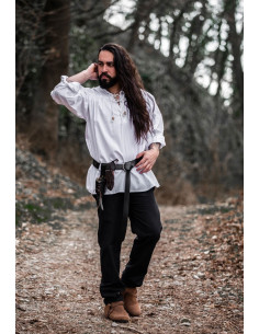 Camicia medievale bianca Friedrich con lacci 2
