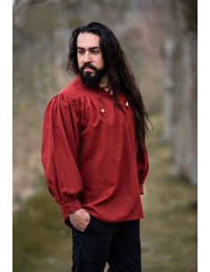 Camicia medievale rossa Friedrich con lacci