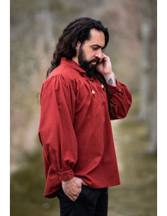Camicia medievale rossa Friedrich con lacci 2
