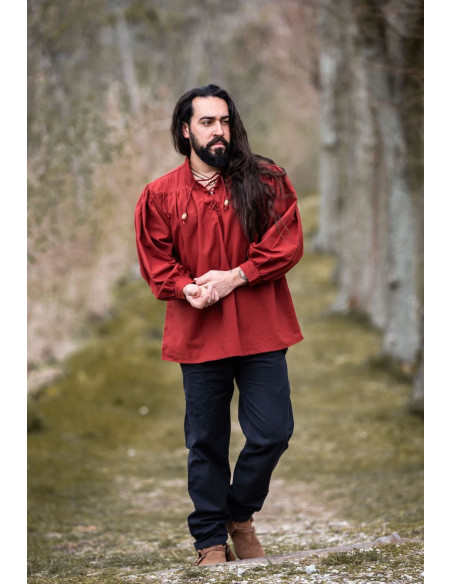 Camicia medievale rossa Friedrich con...