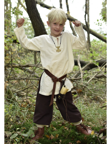 Tunica medievale da bambino modello Arn, bianco naturale