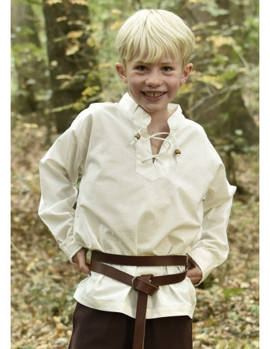 Camicia medievale bianca naturale per ragazzo, Colin