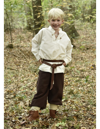 Camicia medievale bianca naturale per ragazzo, Colin