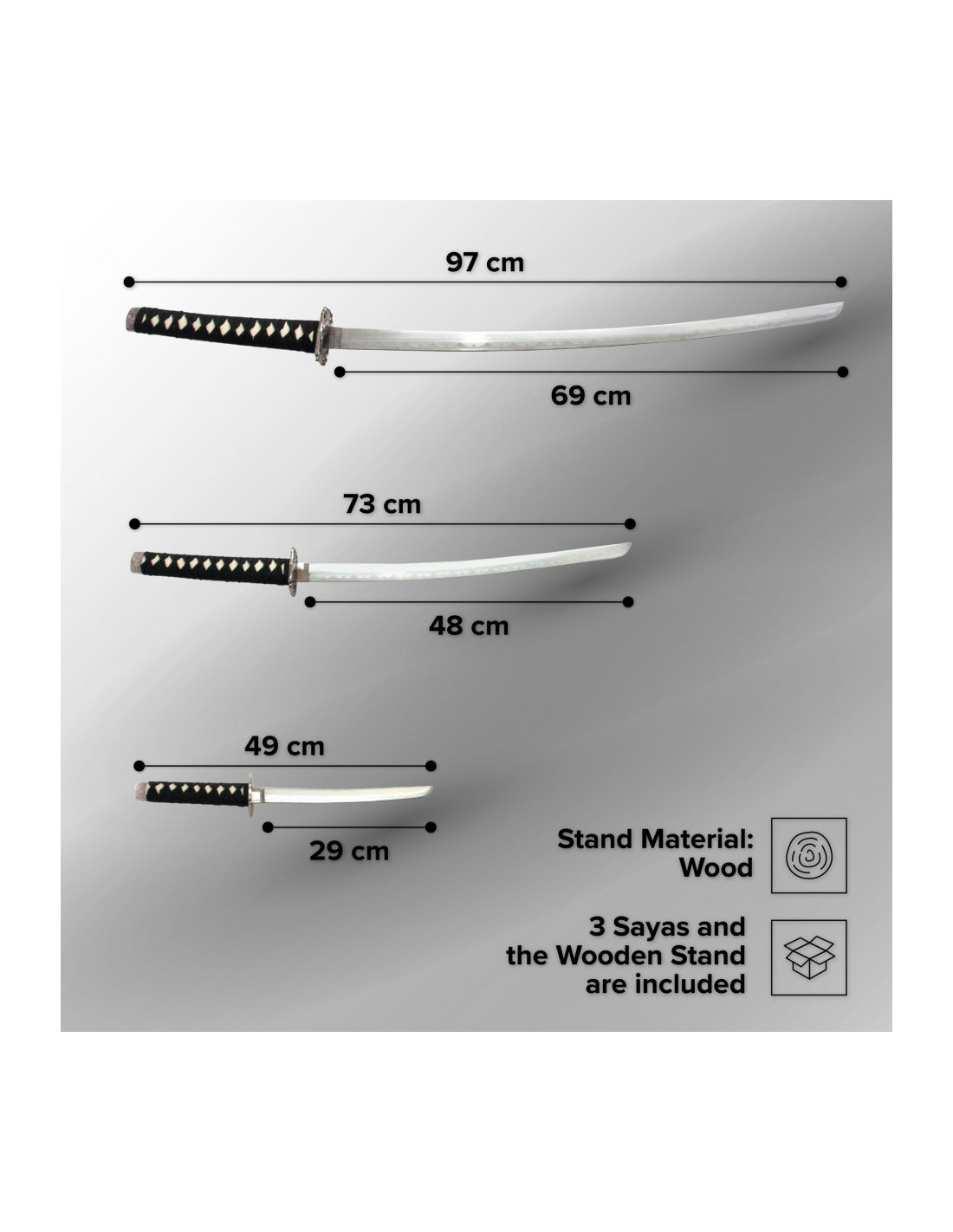 Lama funzionale Katana in acciaio al carbonio da 100 cm - Spade e