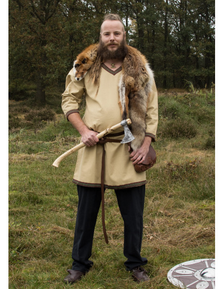 Tunica in cotone vichingo, beige