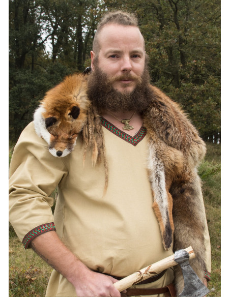 Tunica in cotone vichingo, beige