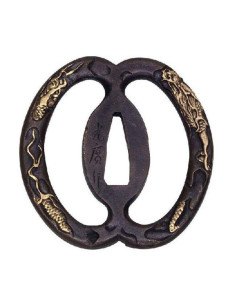 Tsuba John Lee modello Musashi in metallo forgiato a mano