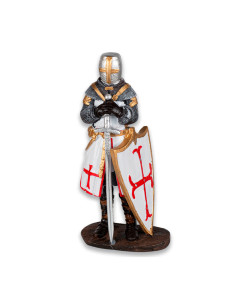Cavaliere Templare con spada e scudo, 16 cm.