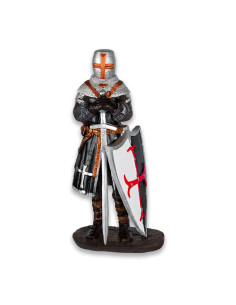 Figura cavaliere dell'ospedale con spada e scudo, 16 cm.