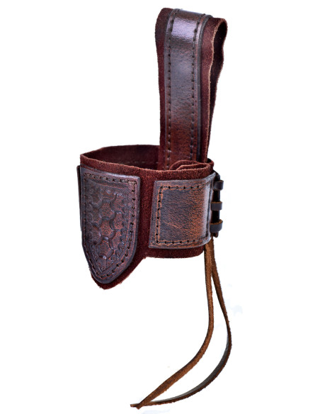 Tahalí per corno in pelle e camoscio,...