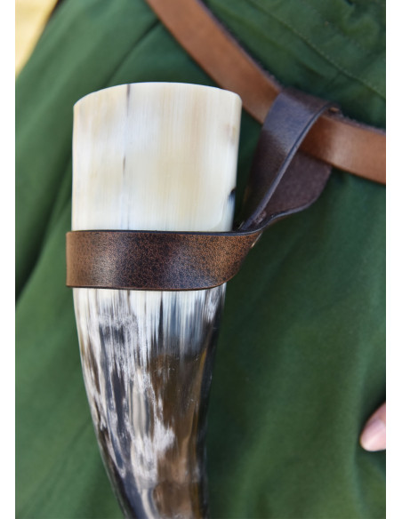 Tahalí semplice per corno in pelle,...