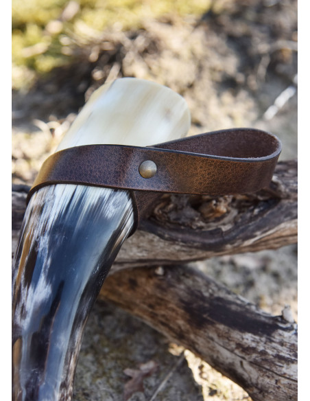 Tahalí semplice per corno in pelle,...