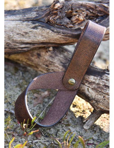 Tahalí semplice per corno in pelle,...