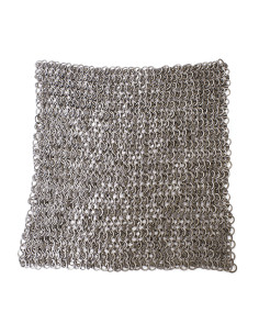 Pezzo di cotta di maglia di 20 x 20 cm, anelli bordati