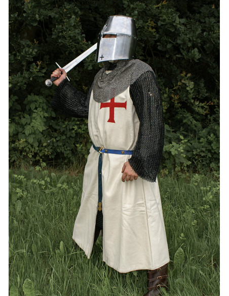 Tabardo templare in lana con croce rossa