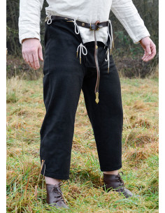 Pantaloni medievali in lana con lacci, colore nero