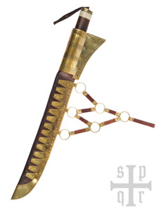 Coltello vichingo lungo tipo Seax, acciaio Damasco 2