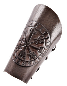 Bracciale in pelle con incisione Vegvísir