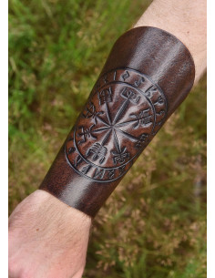 Bracciale in pelle con incisione Vegvísir 2
