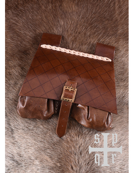 Borsa medievale in pelle, XIV secolo,...