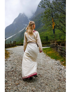 Abito vichingo modello Lagertha, bicolore naturale-rosso 2