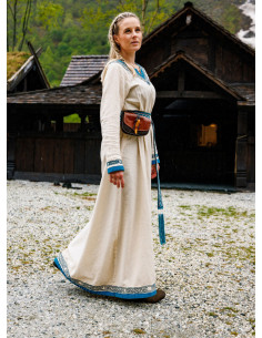 Abito vichingo modello Lagertha, bicolore naturale-blu 2