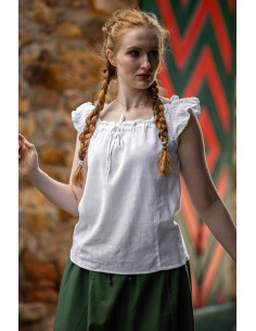 Blusa medievale estiva senza maniche Lotte, bianca 2