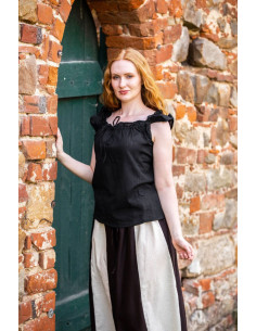 Blusa medievale estiva senza maniche Lotte, nera