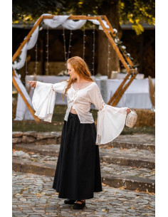 Camicetta da strega medievale modello Carmen, colore bianco