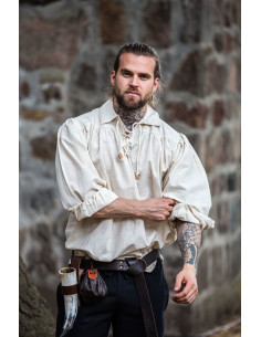 Camicia pirata Artur con lacci, colore bianco naturale