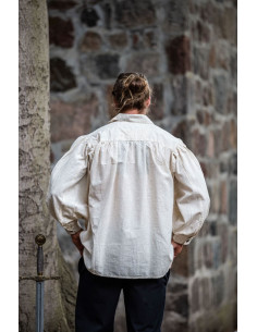 Camicia pirata Artur con lacci, colore bianco naturale 2