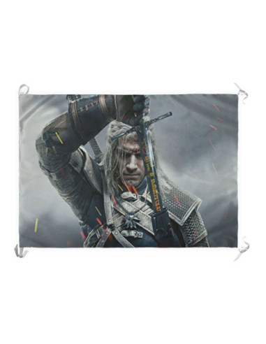 Stendardo-Bandiera Geralt di Rivia, The Witcher (70x100 cm.)
 Materiale-Raso
