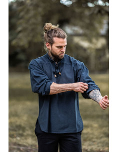 Camicia medievale lacci modello Ansbert, colore blu