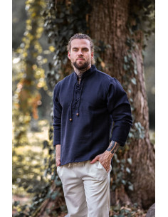 Camicia medievale spessa con lacci, nera 2