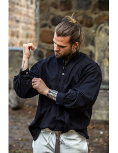 Camicia medievale ampia Oswald, colore nero