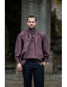 Ampia camicia medievale con lacci, colore marrone 2