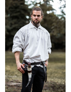 Camicia pirata modello James a collo alto, colore bianco