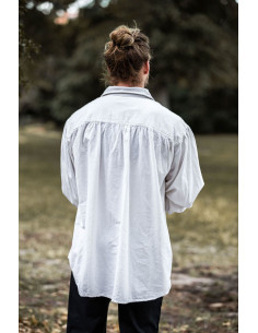 Camicia pirata modello James a collo alto, colore bianco 2
